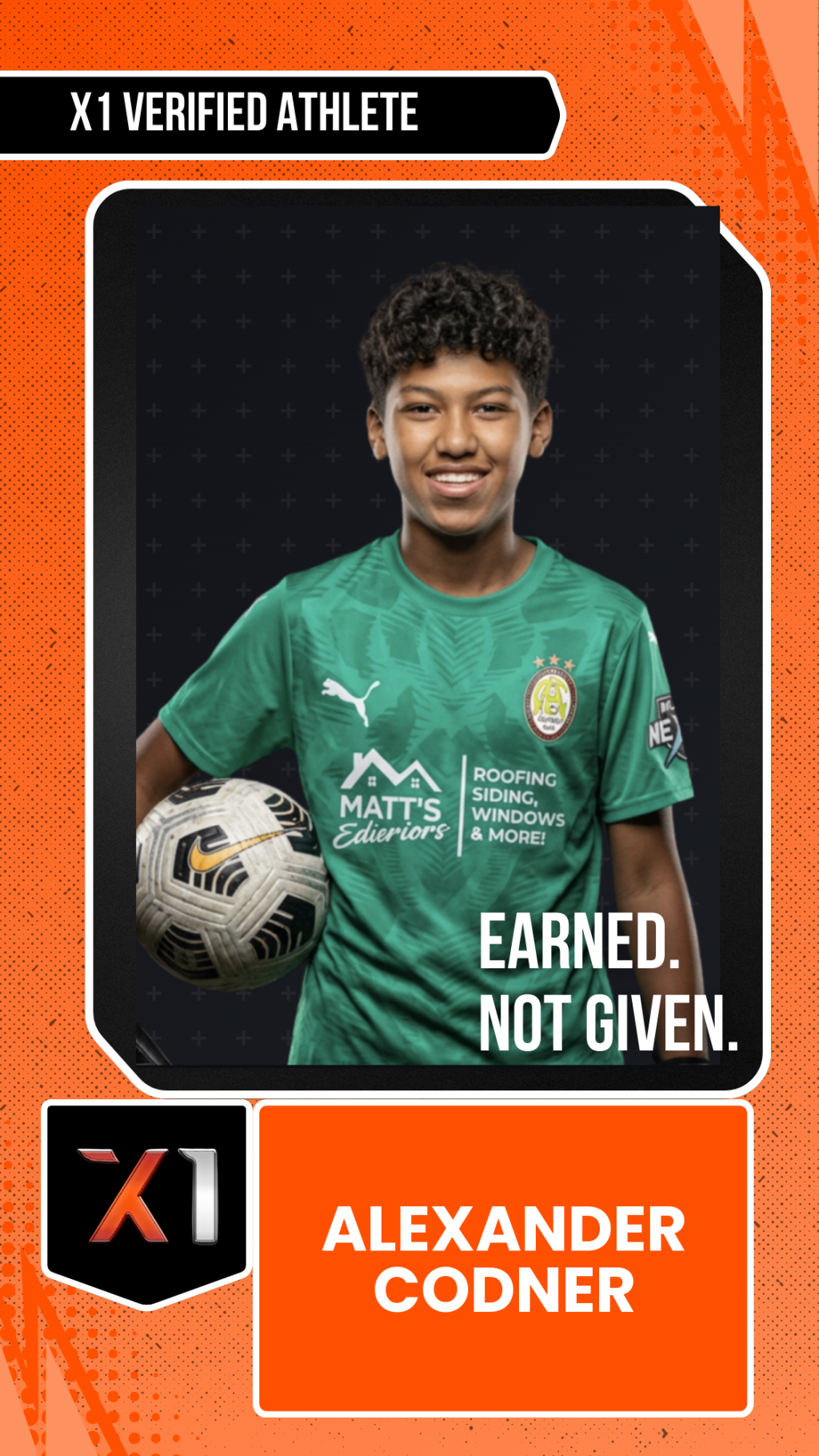 EXACT X1 player card for Alexander Codner