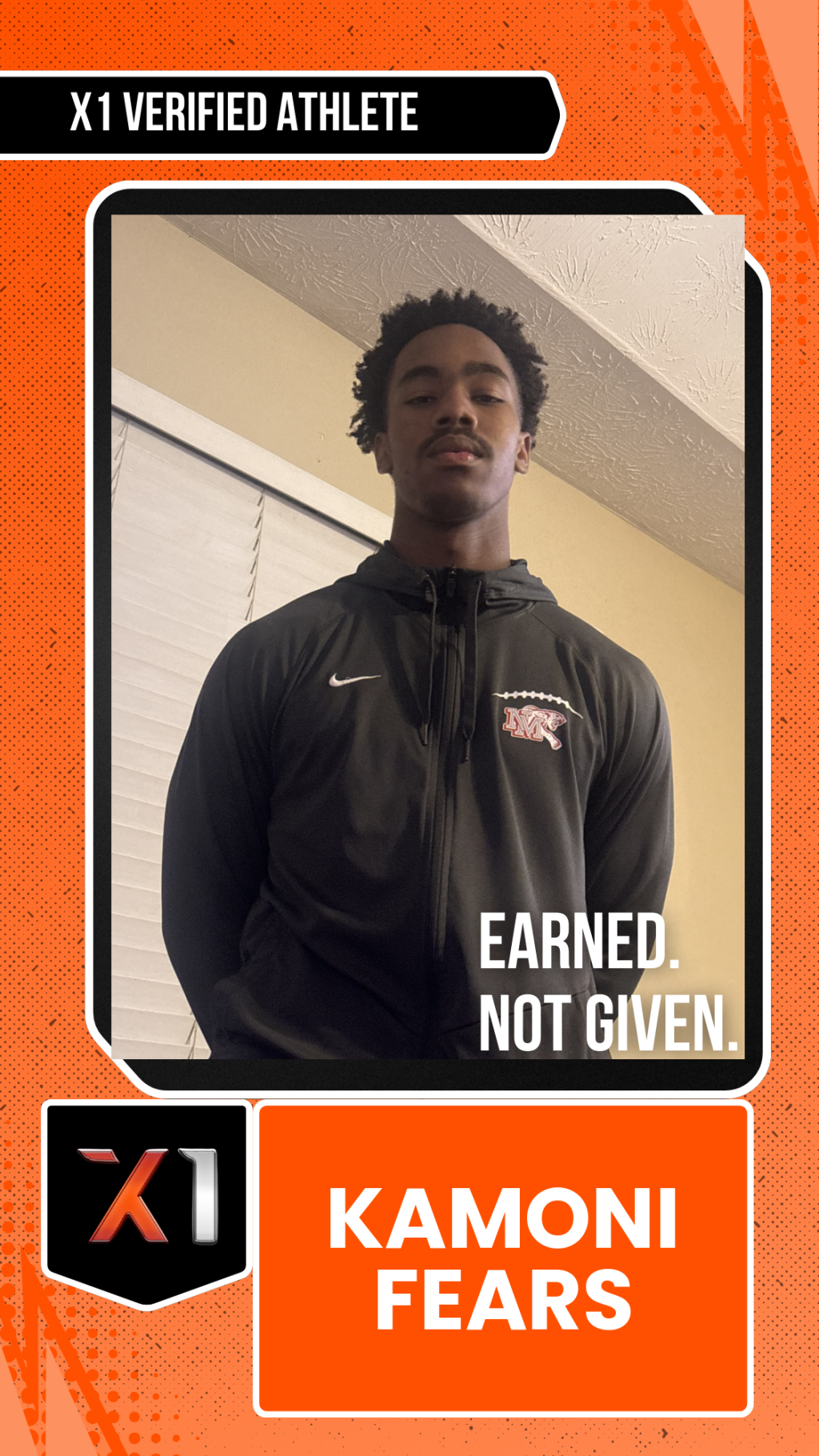 EXACT X1 player card for Kamoni Fears