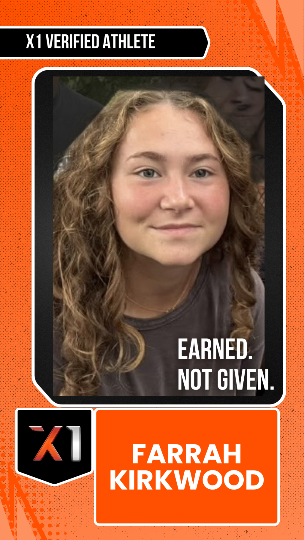EXACT X1 player card for Farrah Kirkwood