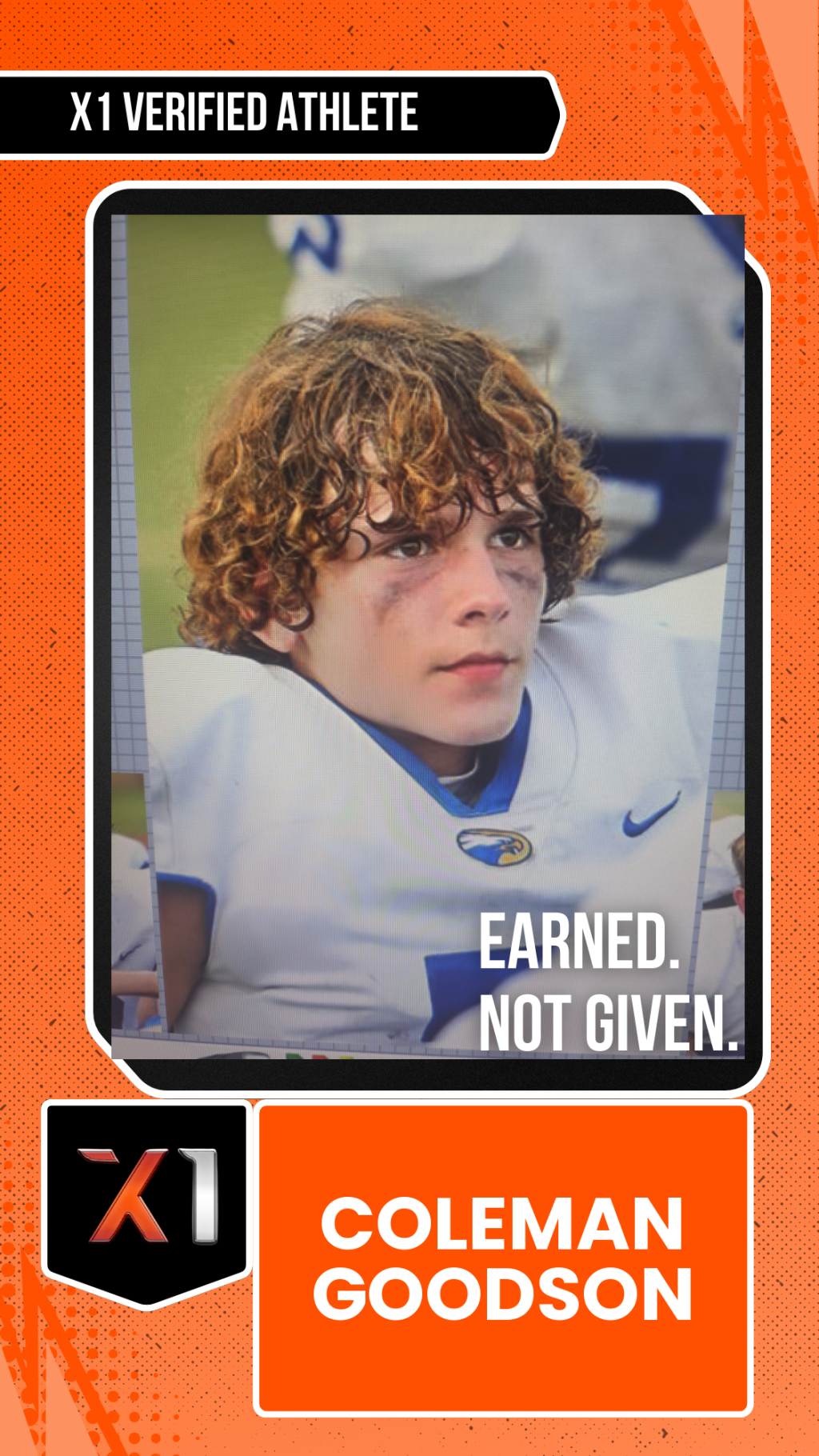 EXACT X1 player card for Coleman Goodson