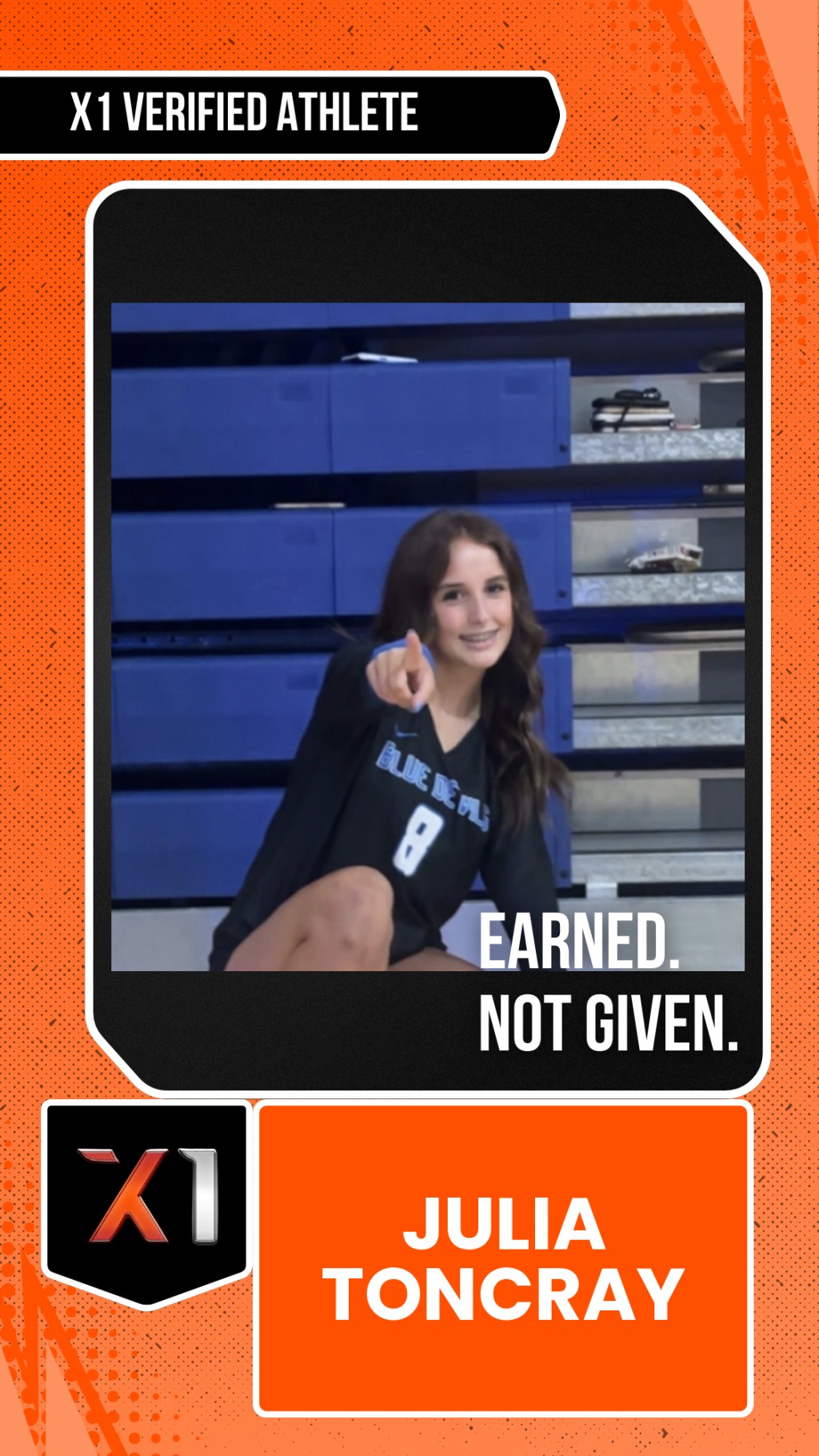 EXACT X1 player card for Julia Toncray
