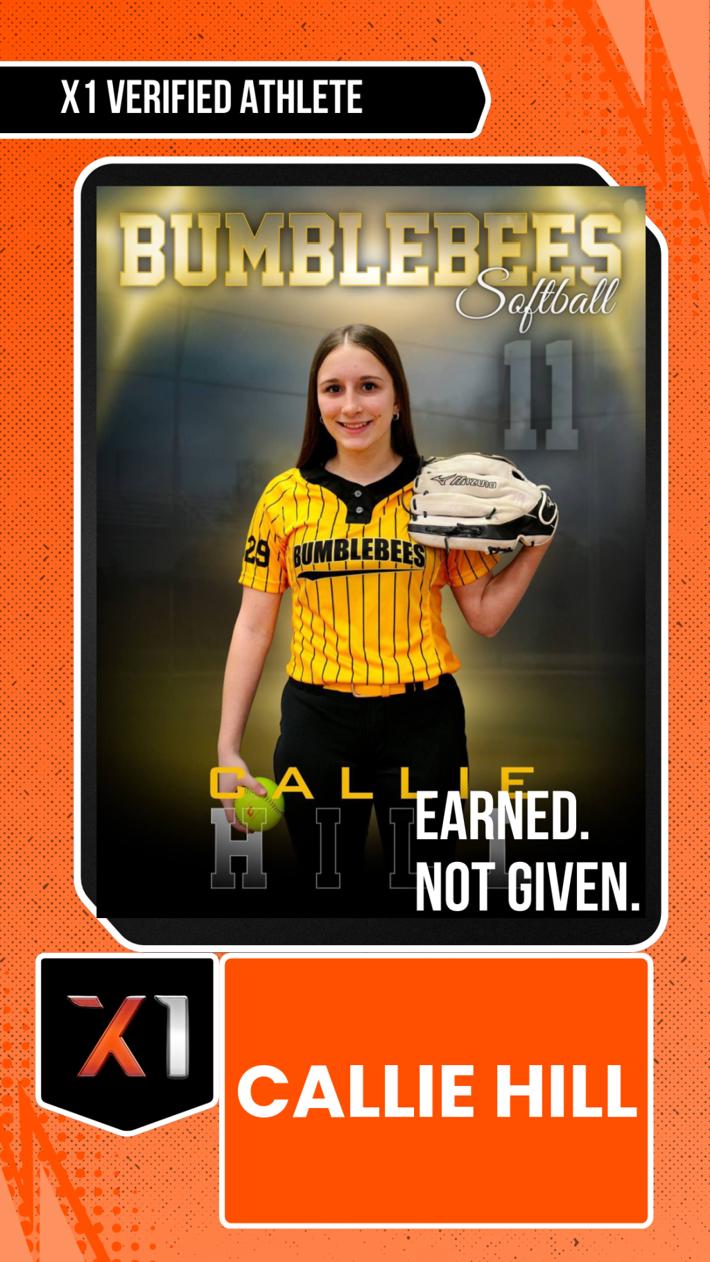 EXACT X1 player card for Callie Hill