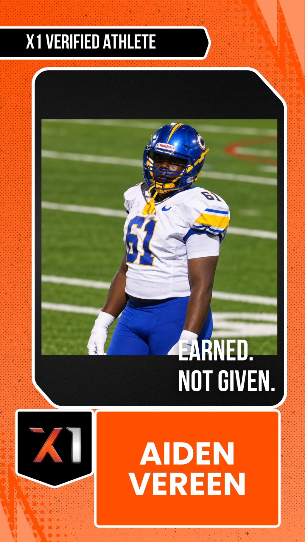 EXACT X1 player card for Aiden Vereen