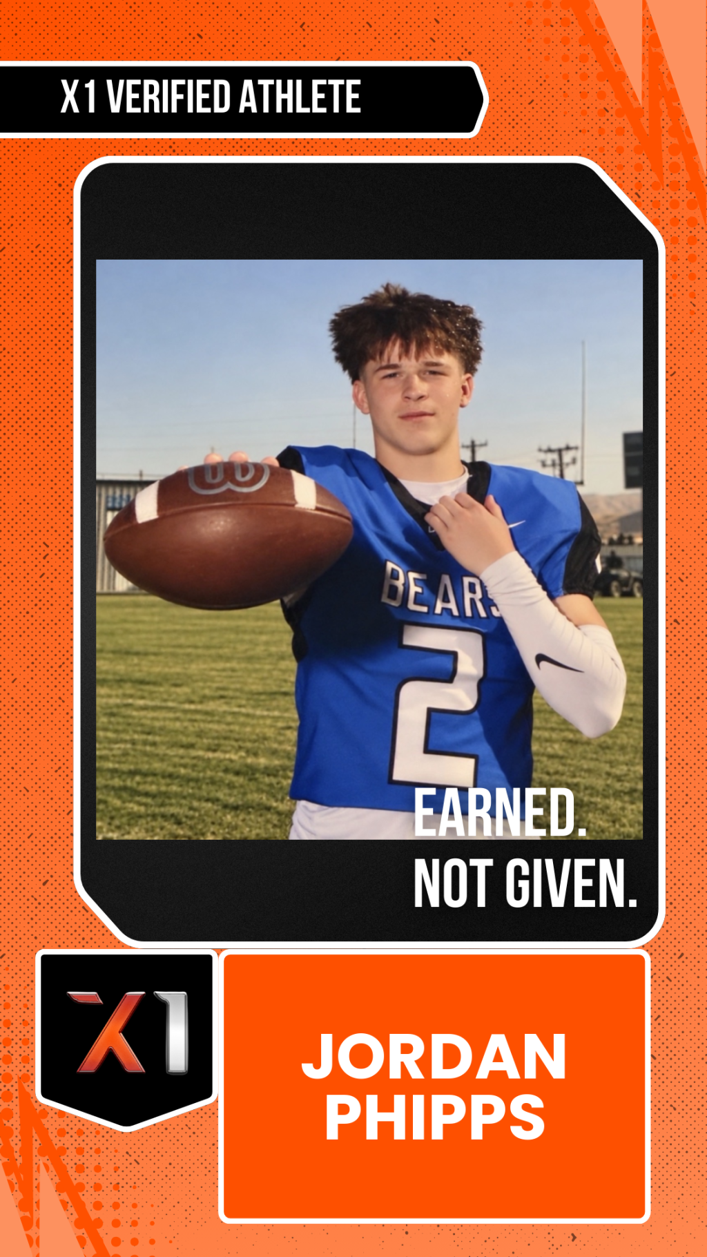 EXACT X1 player card for Jordan Phipps