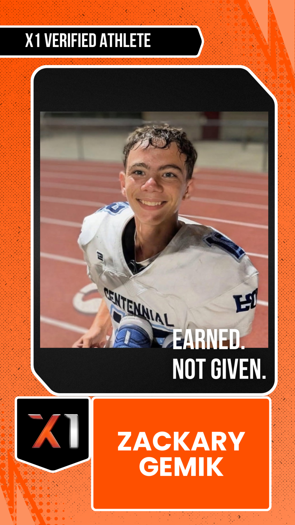 EXACT X1 player card for Zackary Gemik