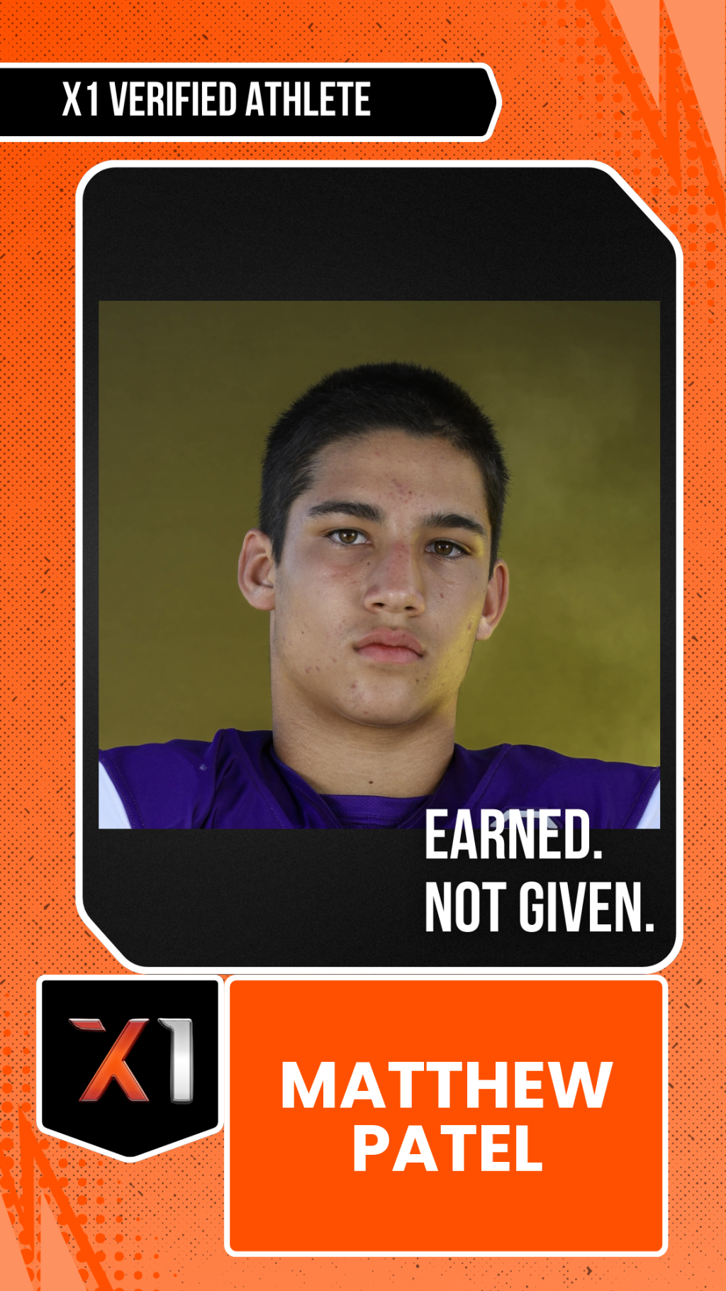 EXACT X1 player card for Matthew Patel