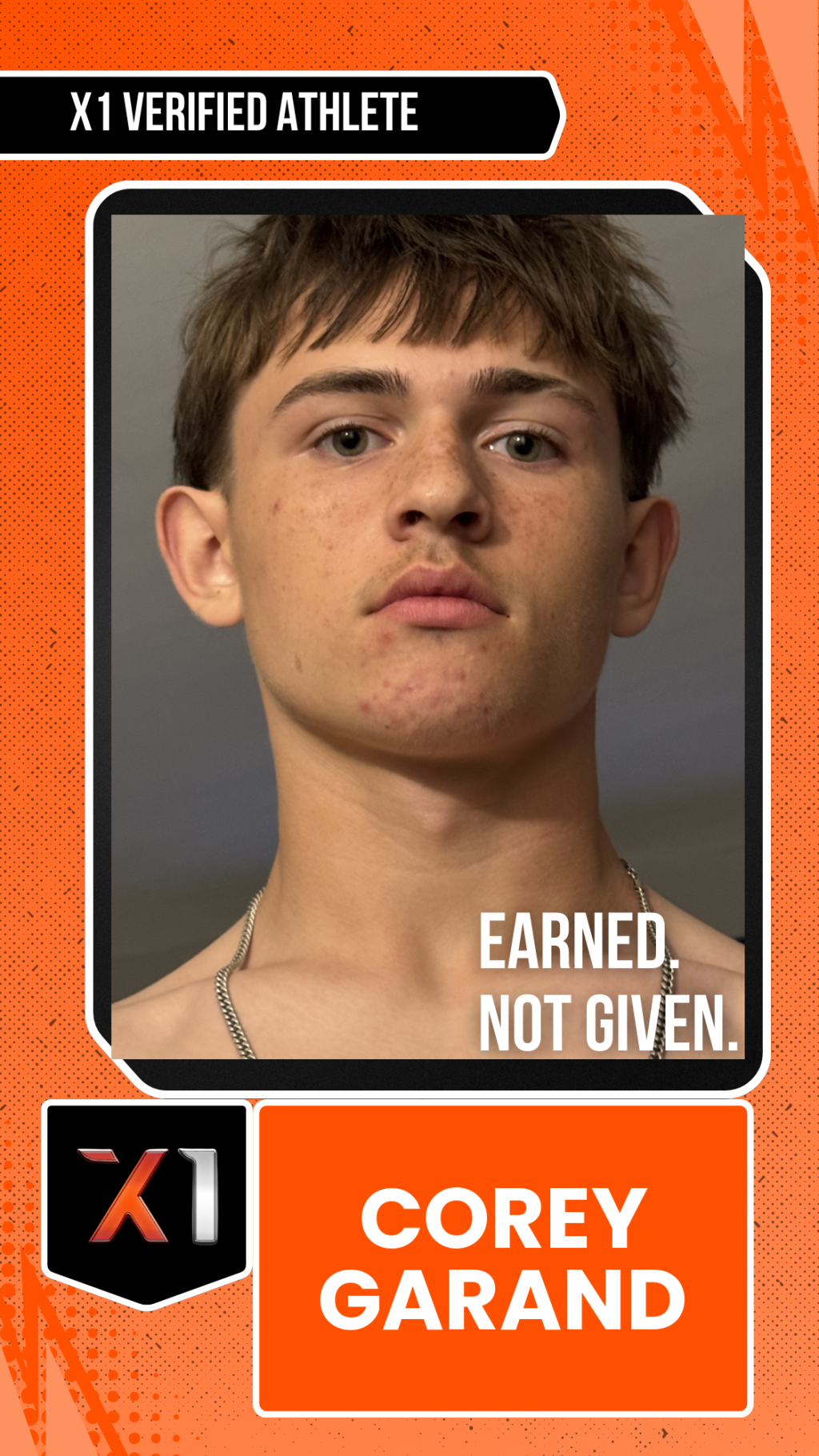 EXACT X1 player card for Corey Garand