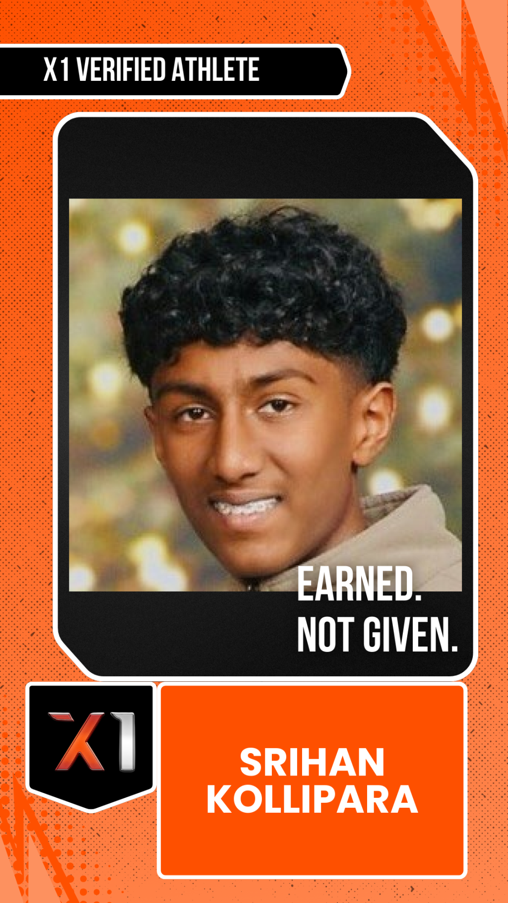 EXACT X1 player card for Srihan Kollipara