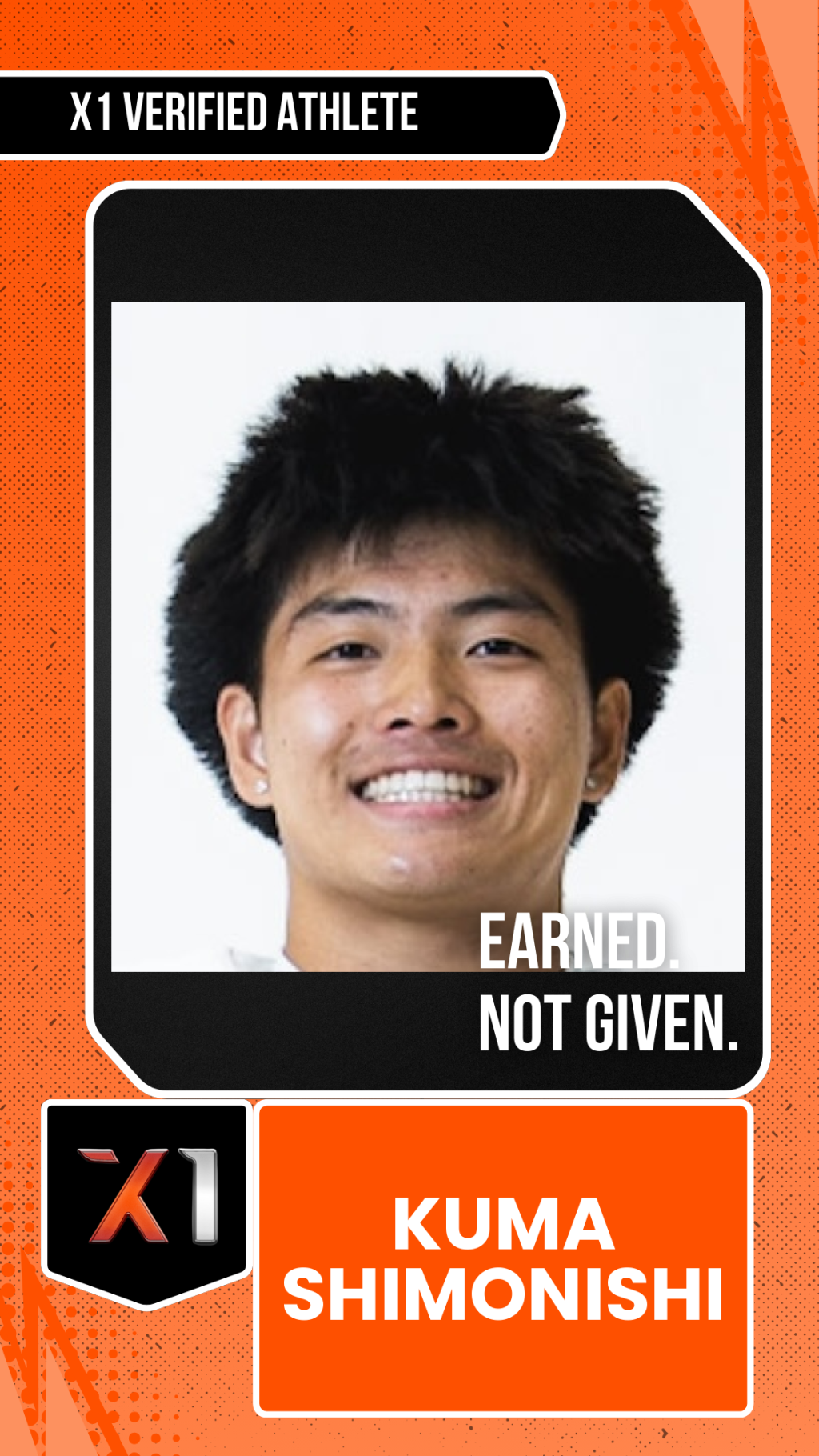EXACT X1 player card for Kuma Shimonishi