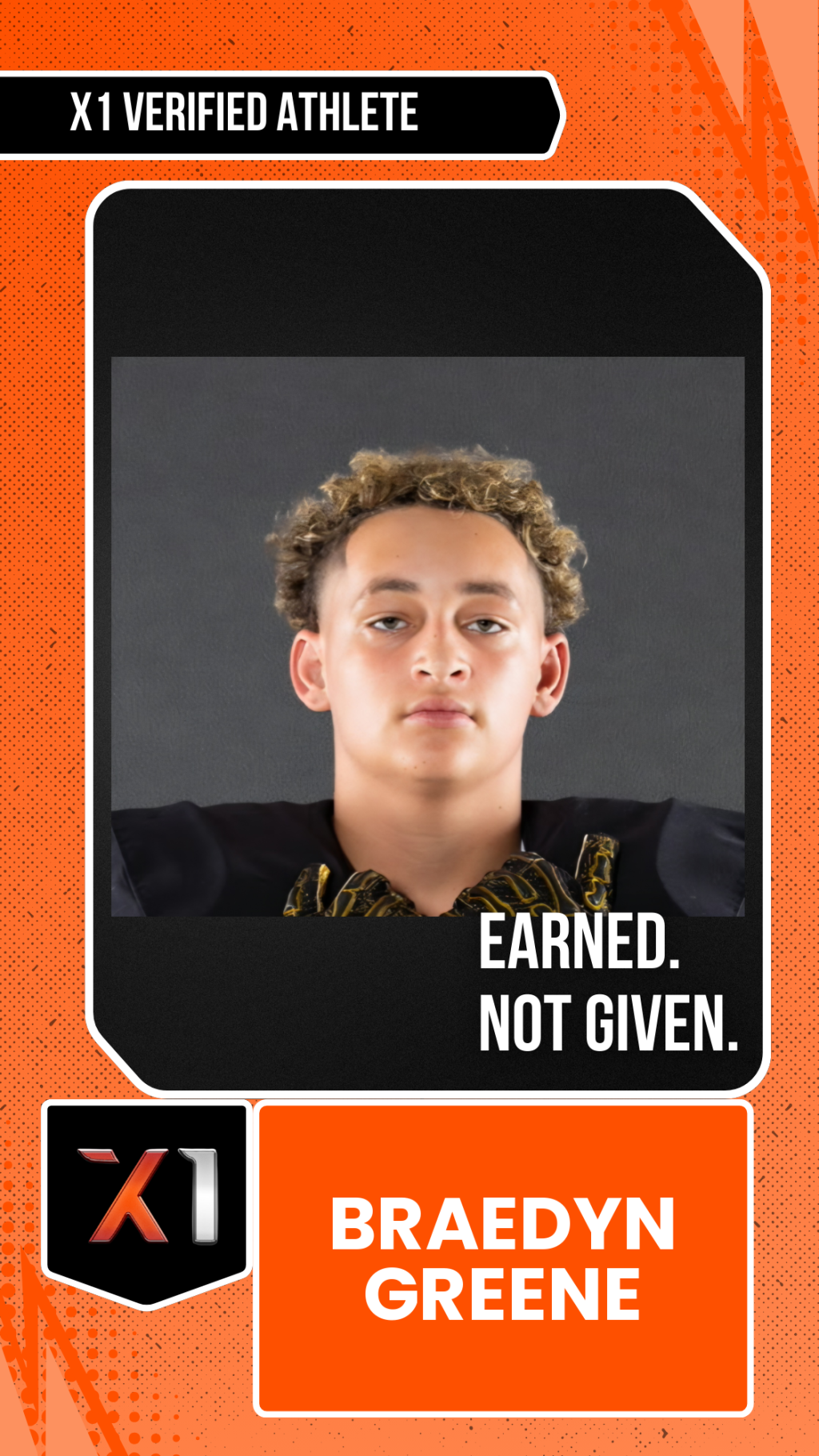 EXACT X1 player card for Braedyn Greene