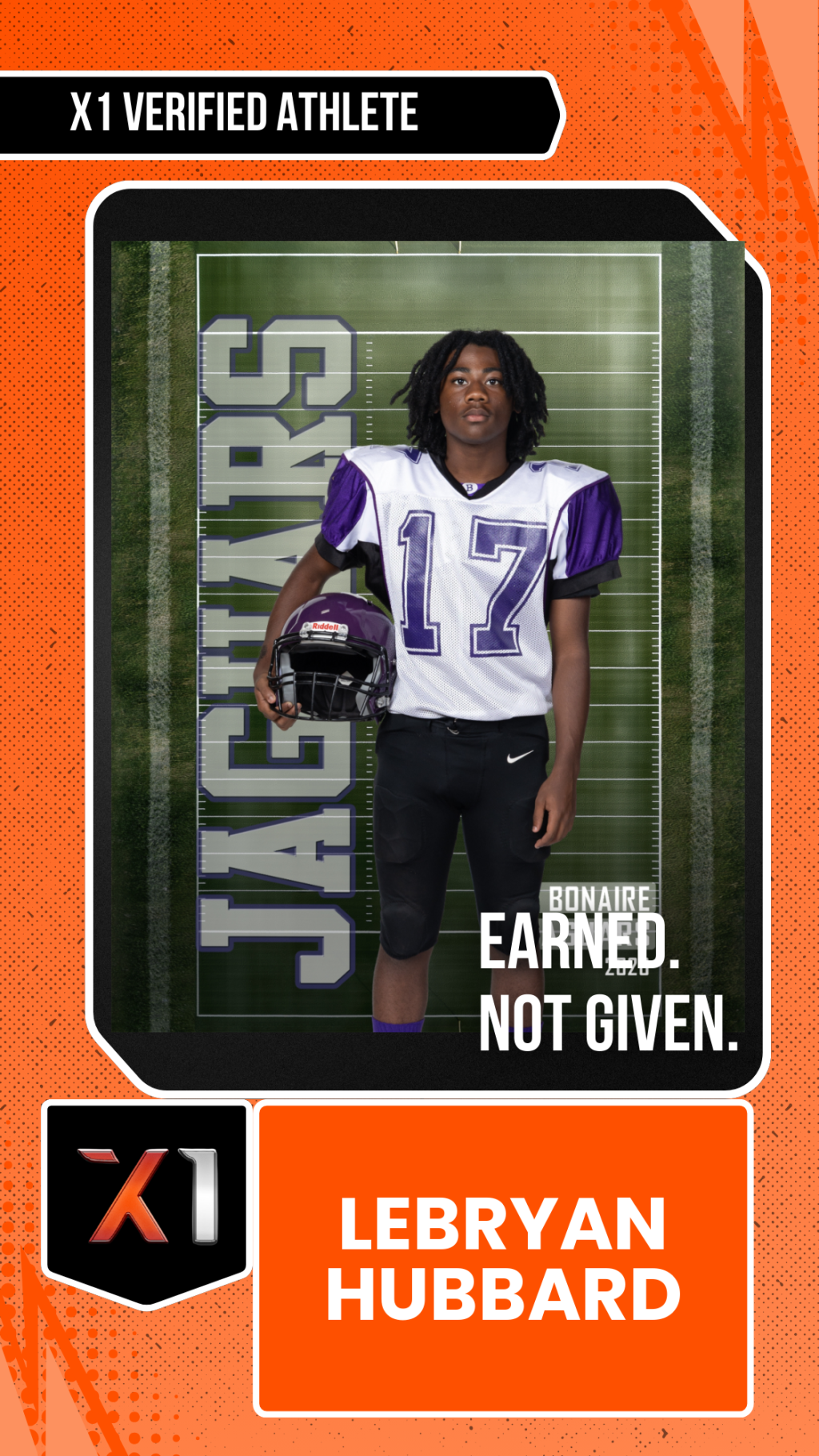 EXACT X1 player card for Lebryan Hubbard