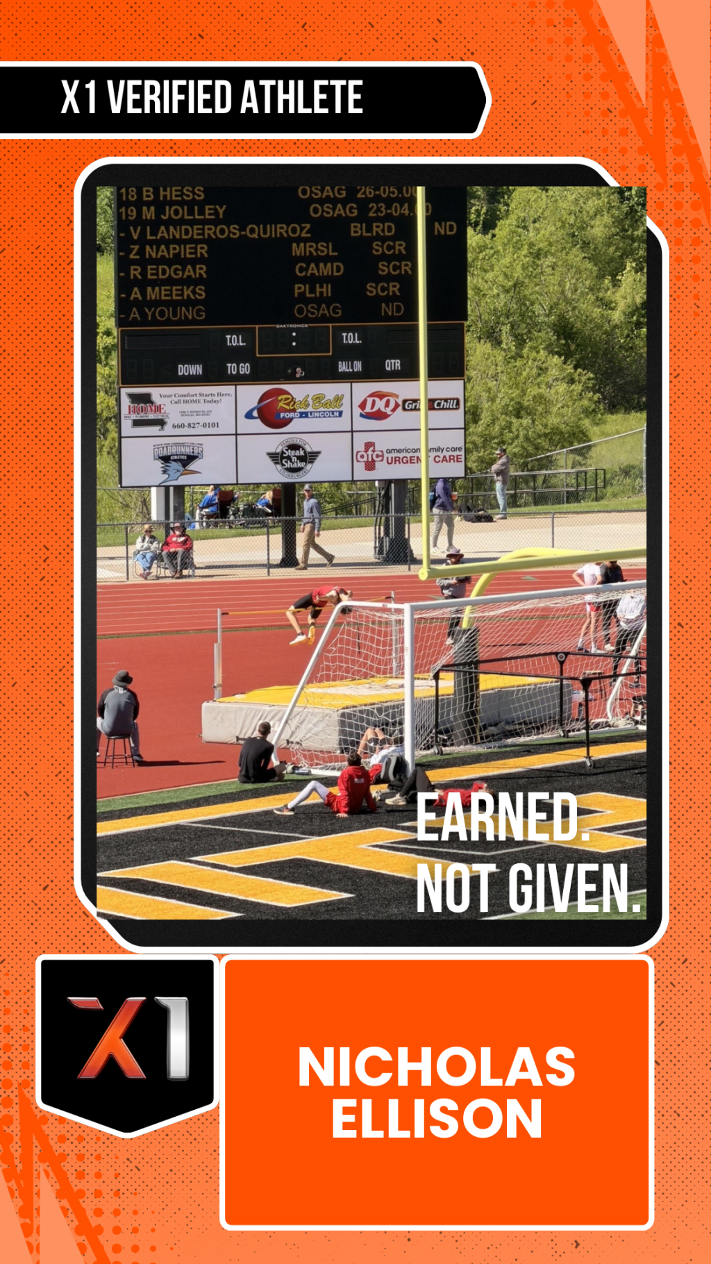EXACT X1 player card for Nicholas Ellison