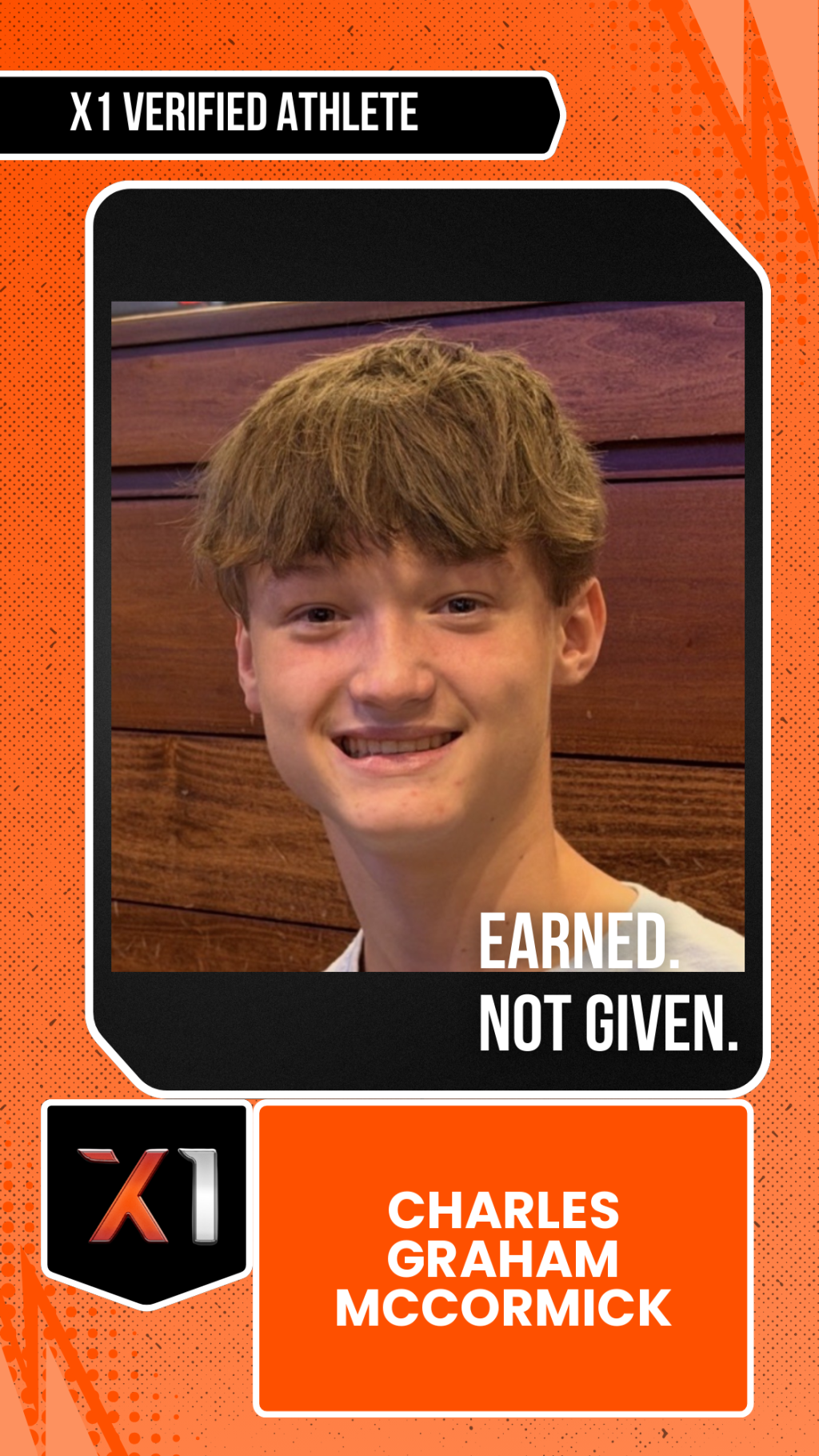 EXACT X1 player card for Charles Graham (goes by Graham) McCormick