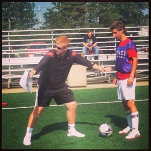 One-on-one coach interaction at EXACT Soccer Elite Prospect Camps