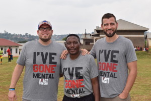 (From left): Fields of Dreams Uganda staff members Michael Warneke, Jonathan Ssembambulide, and Jeff Oleck.
