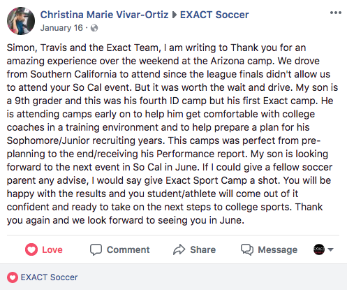 Soccer ID Camp Reviews: Review from a parent in Phoenix, AZ