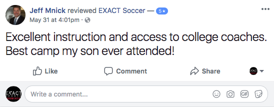 EXACT Soccer Camp Reviews: Dad says EXACT Soccer was the best Camp his son ever attended