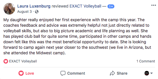 Volleyball ID Camp Reviews: Daughter had a great experience at Midwest Camp!