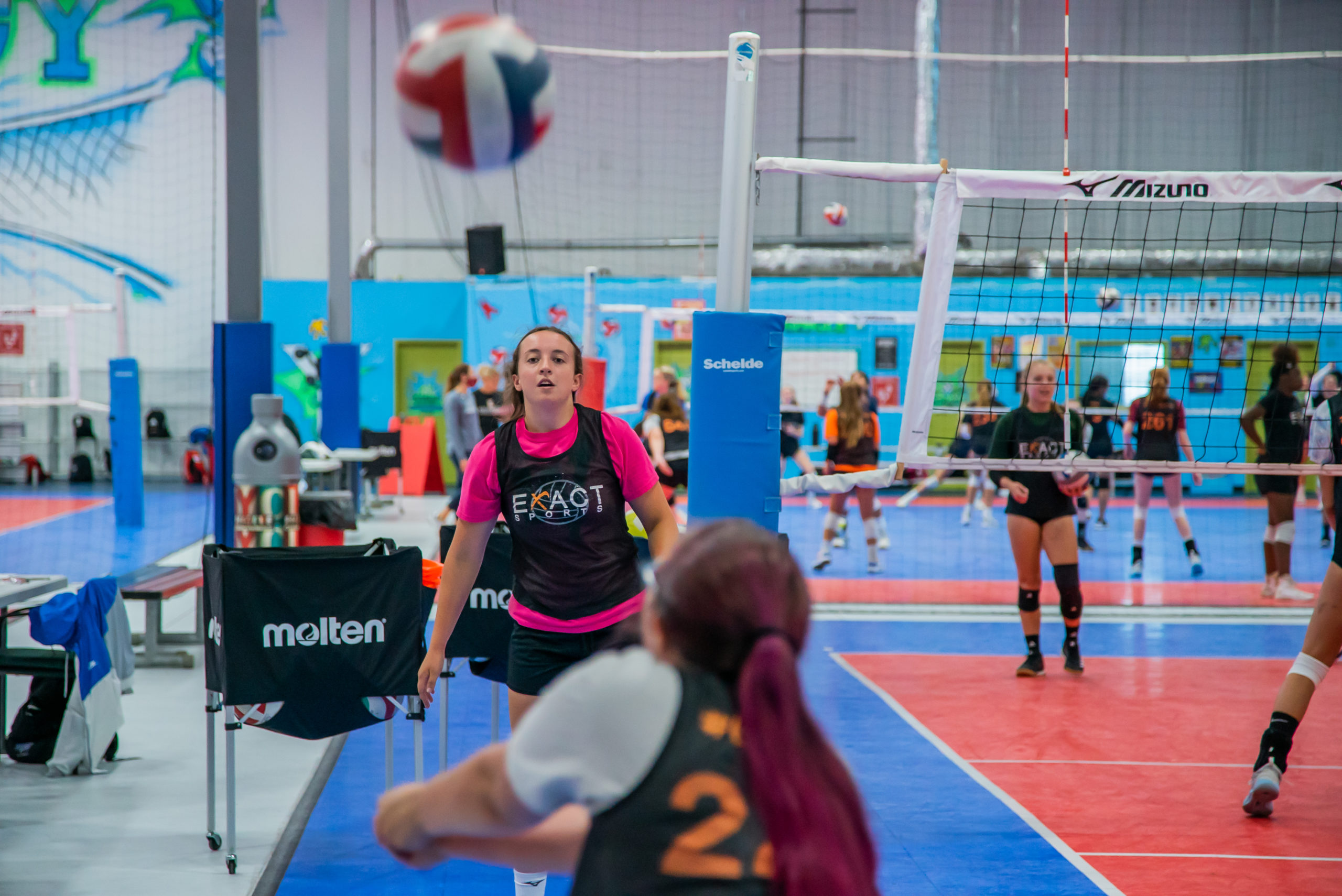 Young high school volleyball players compete at EXACT Sports College Showcase Camp