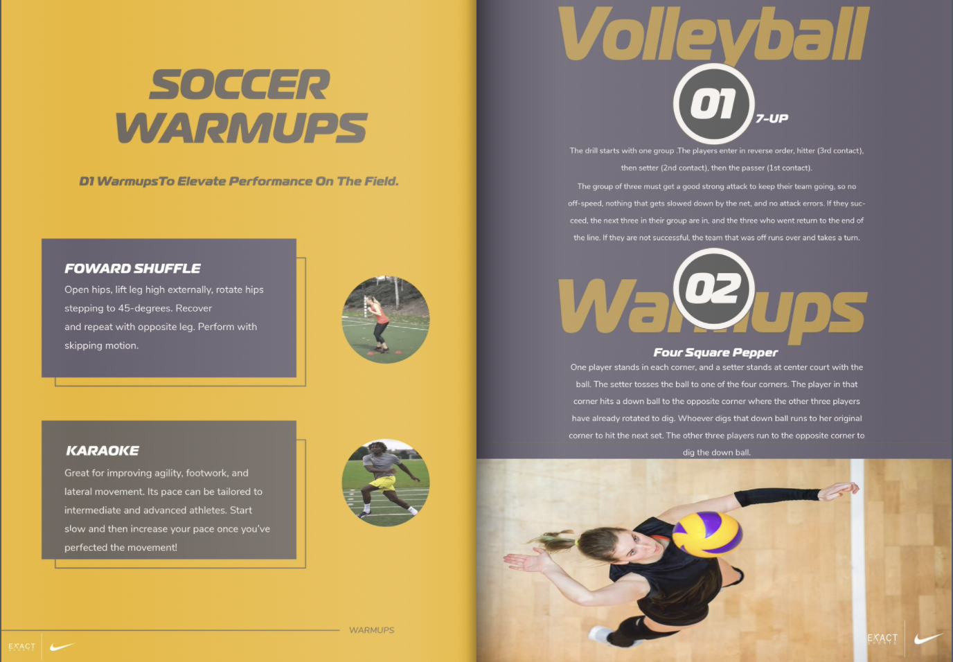 Top Soccer and Volleyball Warmups In the Athlete Performance Manual Written By EXACT Sports