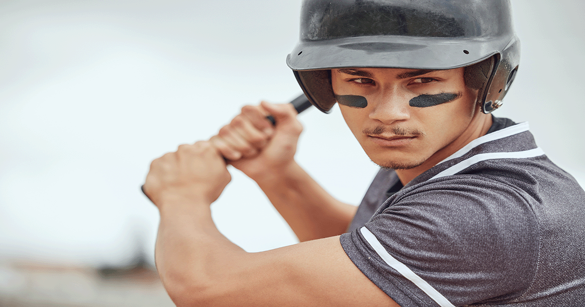 Men's Baseball Player As A Leader At Bat